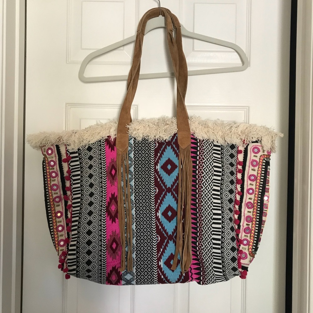 Multi color Love Stitch Cloth Beach Bag